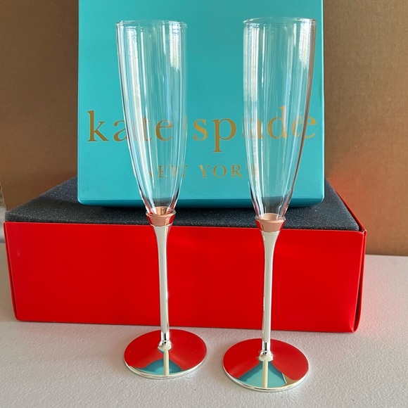Kate Spade Rosy Glow 2-Piece Champagne Flute Set Glass - Picture 1 of 10